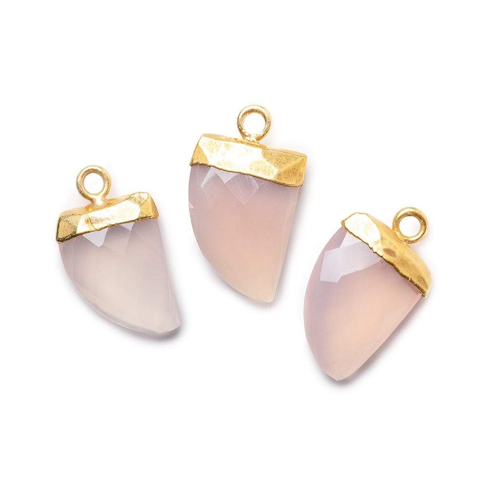 18x10mm 24kt Gold Leafed Rose Chalcedony Horn Pendant 1 piece - Beadsofcambay.com