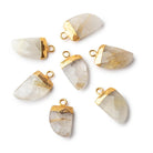 18x10mm 24kt Gold Leafed Rutilated Quartz Horn Pendant 1 piece - Beadsofcambay.com