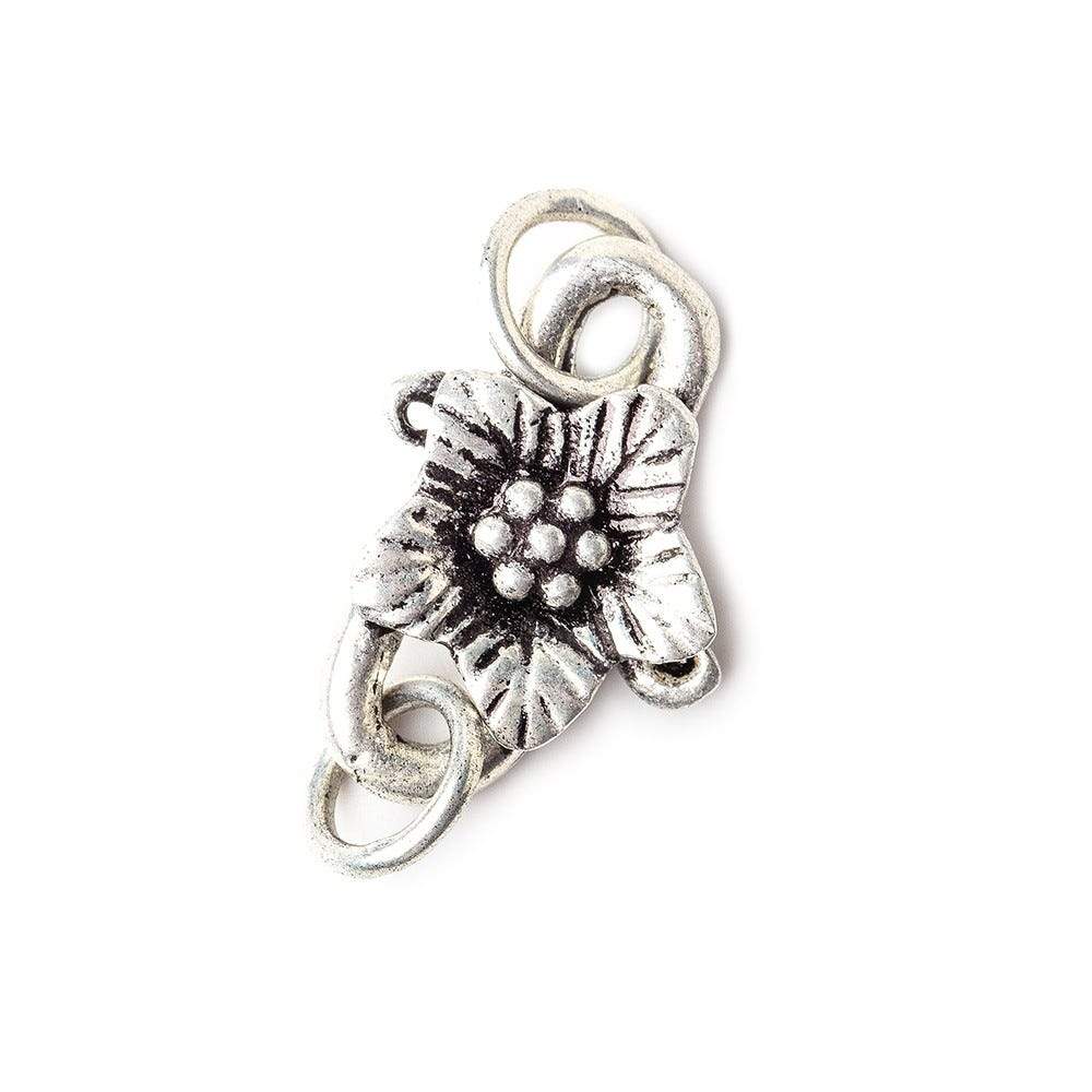 18x10mm Antiqued Sterling Silver Flower S Hook 1 Finding - Beadsofcambay.com
