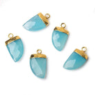 18x10mm Gold Leafed Aqua Chalcedony Horn Pendants 1 piece - Beadsofcambay.com
