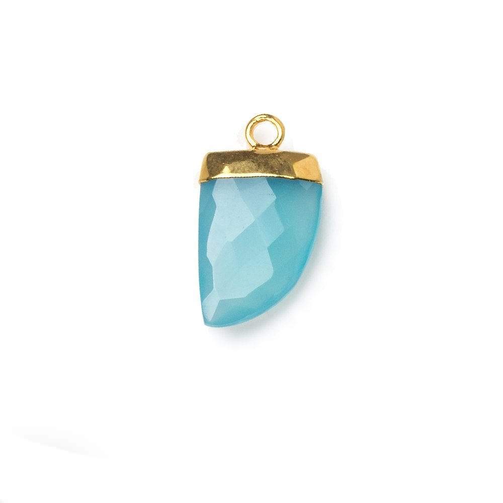 18x10mm Gold Leafed Aqua Chalcedony Horn Pendants 1 piece - Beadsofcambay.com