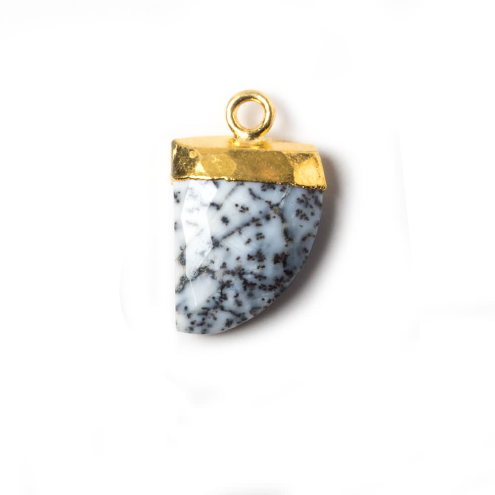 18x10mm Gold Leafed Dark Dendritic Opal Horn Pendants 1 piece - Beadsofcambay.com