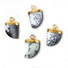 18x10mm Gold Leafed Dark Dendritic Opal Horn Pendants 1 piece - Beadsofcambay.com