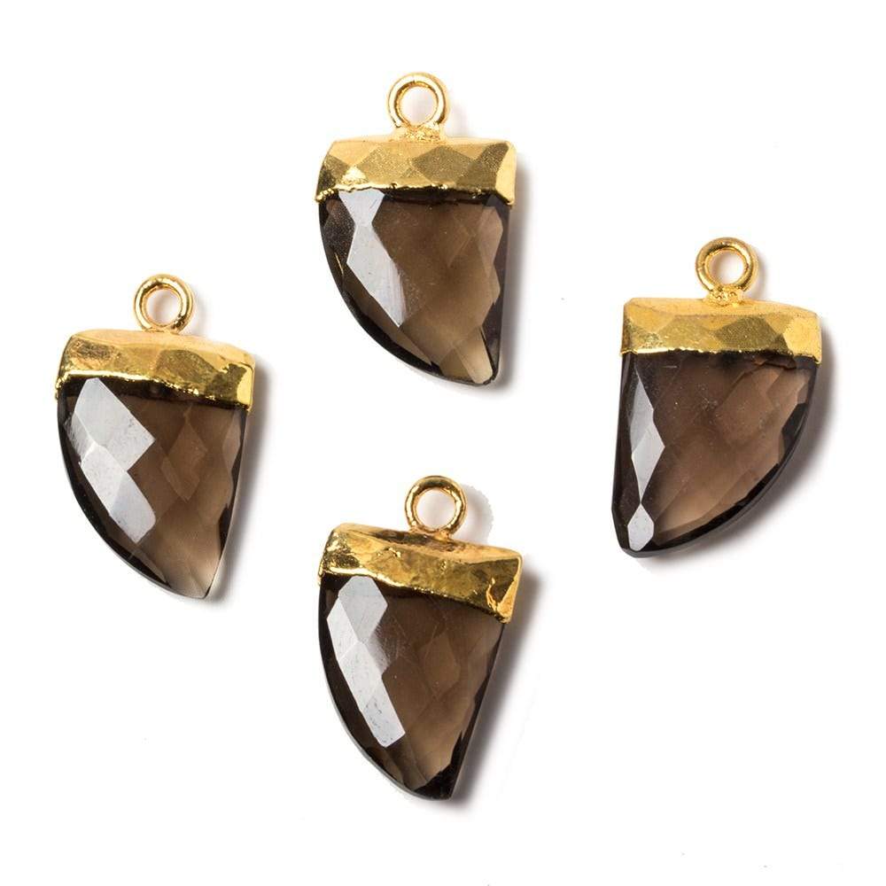 18x10mm Gold Leafed Smoky Quartz Horn Pendants 1 piece - Beadsofcambay.com