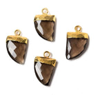 18x10mm Gold Leafed Smoky Quartz Horn Pendants 1 piece - Beadsofcambay.com