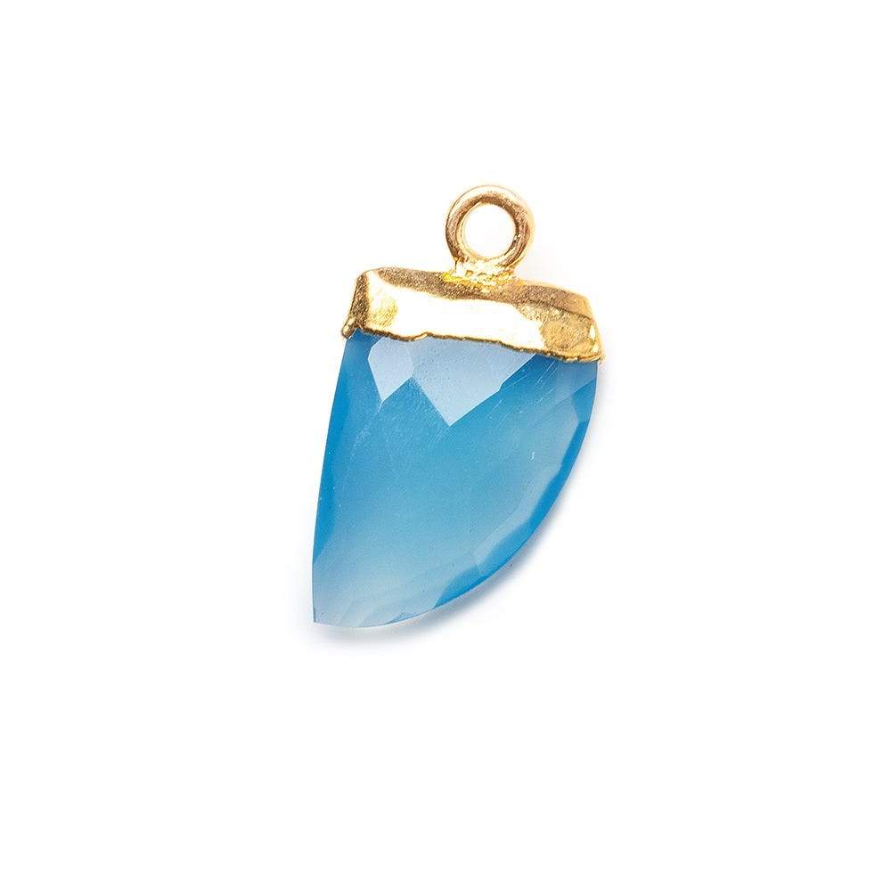 18x10mm Gold Leafed Tip London Blue Chalcedony Horn Pendant 1 piece - Beadsofcambay.com