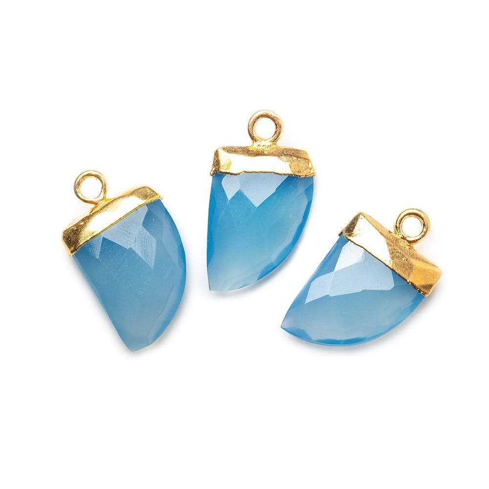 18x10mm Gold Leafed Tip London Blue Chalcedony Horn Pendant 1 piece - Beadsofcambay.com