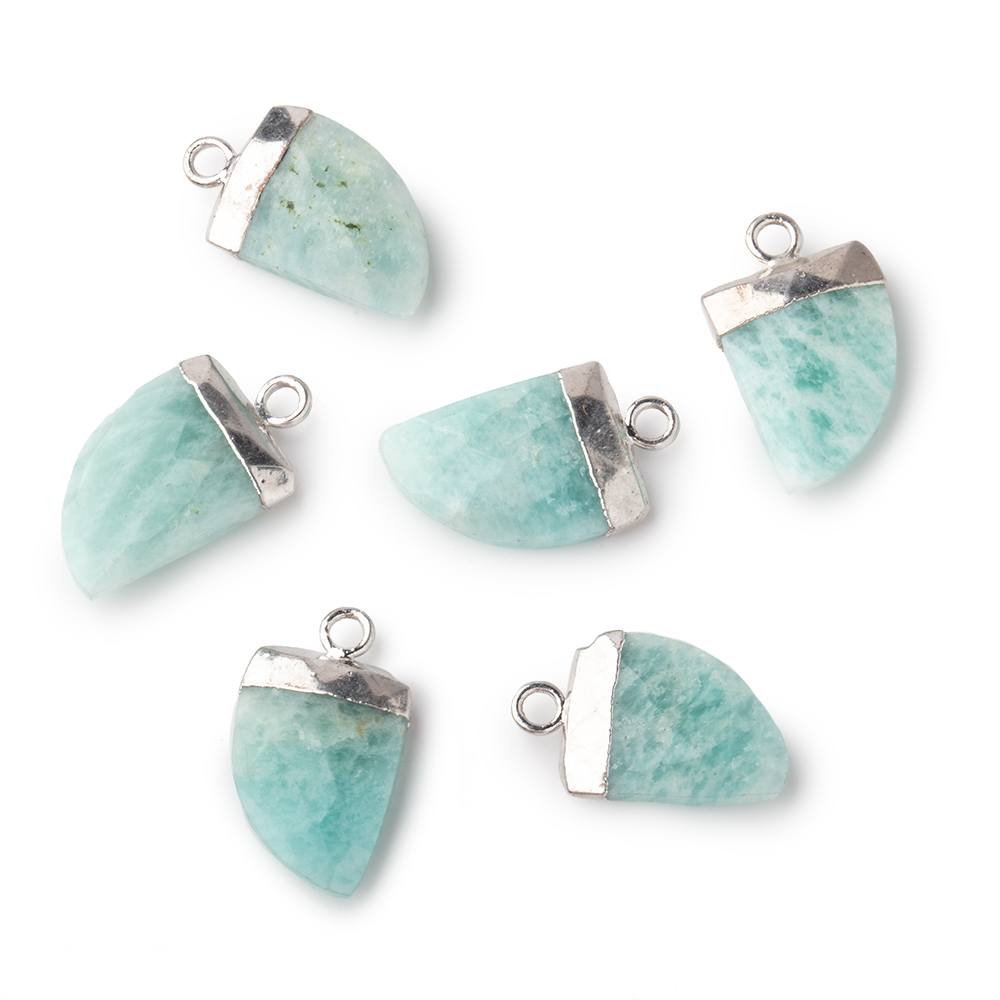18x10mm Silver Leafed Amazonite Horn Pendant 1 piece view 1