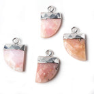 18x10mm Silver Leafed Pink Peruvian Opal Horn Pendant 1 piece - Beadsofcambay.com