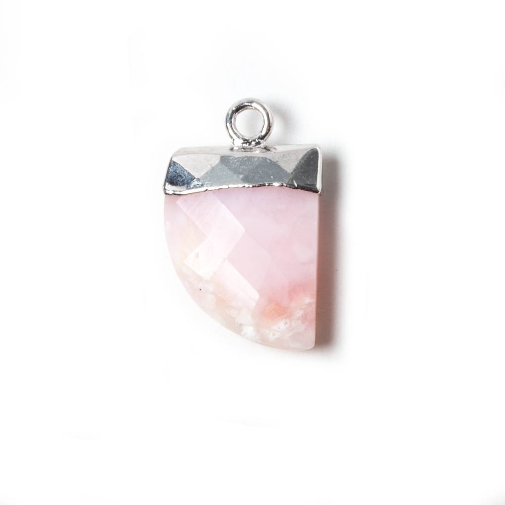 18x10mm Silver Leafed Pink Peruvian Opal Horn Pendant 1 piece - Beadsofcambay.com