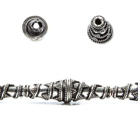 18x10mm Sterling Silver Plated Copper Cone Bali Design *DISCONTINUED* - Beadsofcambay.com