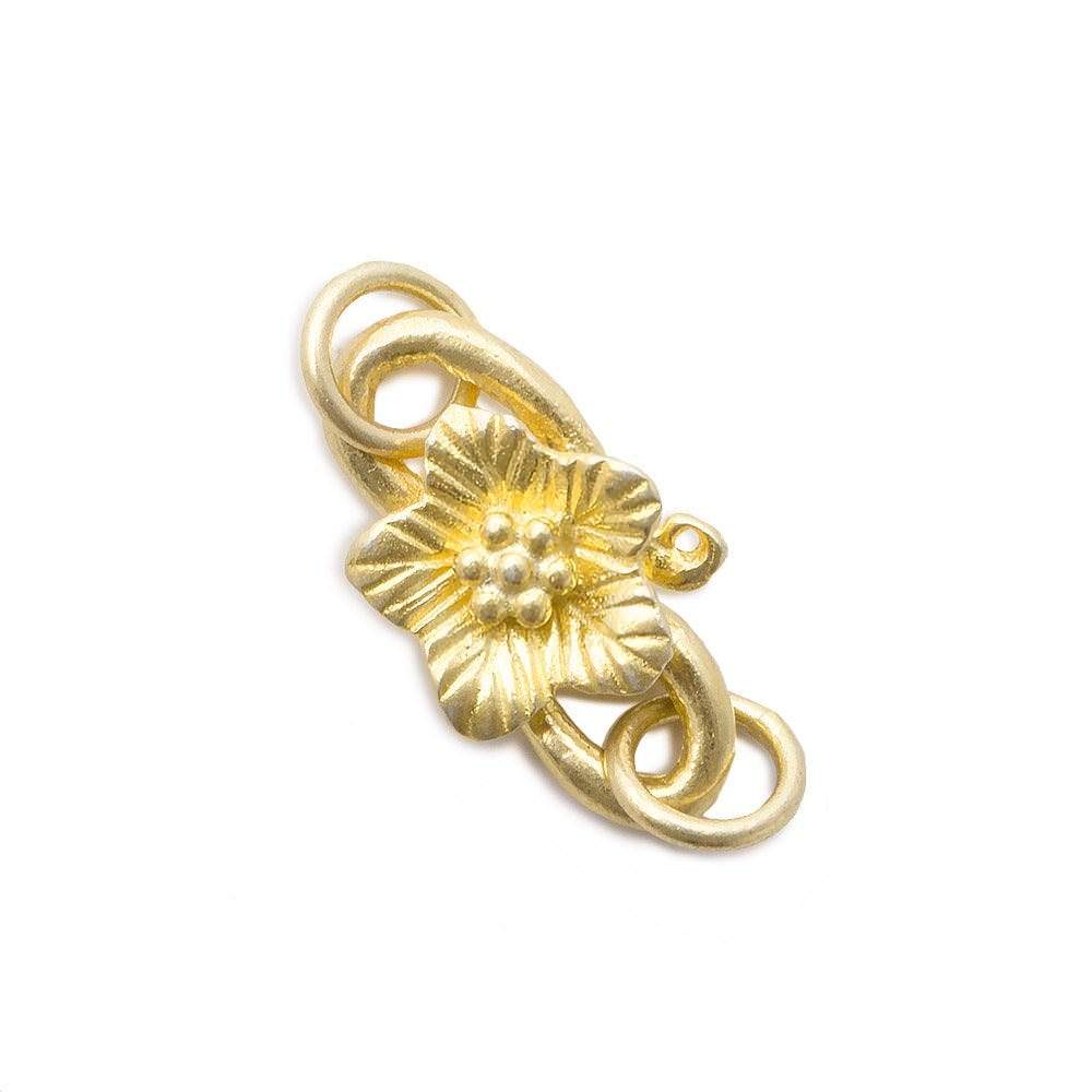 18x10mm Vermeil S Hook with Forget Me Not Flower 1 piece - Beadsofcambay.com
