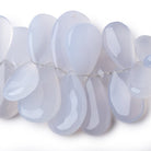 18x11-30x18mm Turkish Blue Chalcedony Plain Pear Beads 7 inch 40 pieces - Beadsofcambay.com
