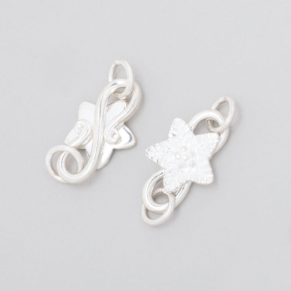 18x11mm Sterling Silver S Hook with Flower 1 piece - Beadsofcambay.com