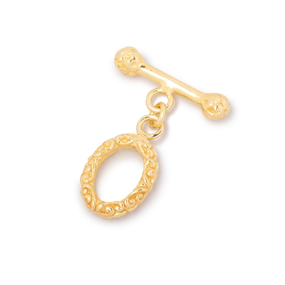 18x11mm Vermeil Toggle Bali Design 1 piece - Beadsofcambay.com