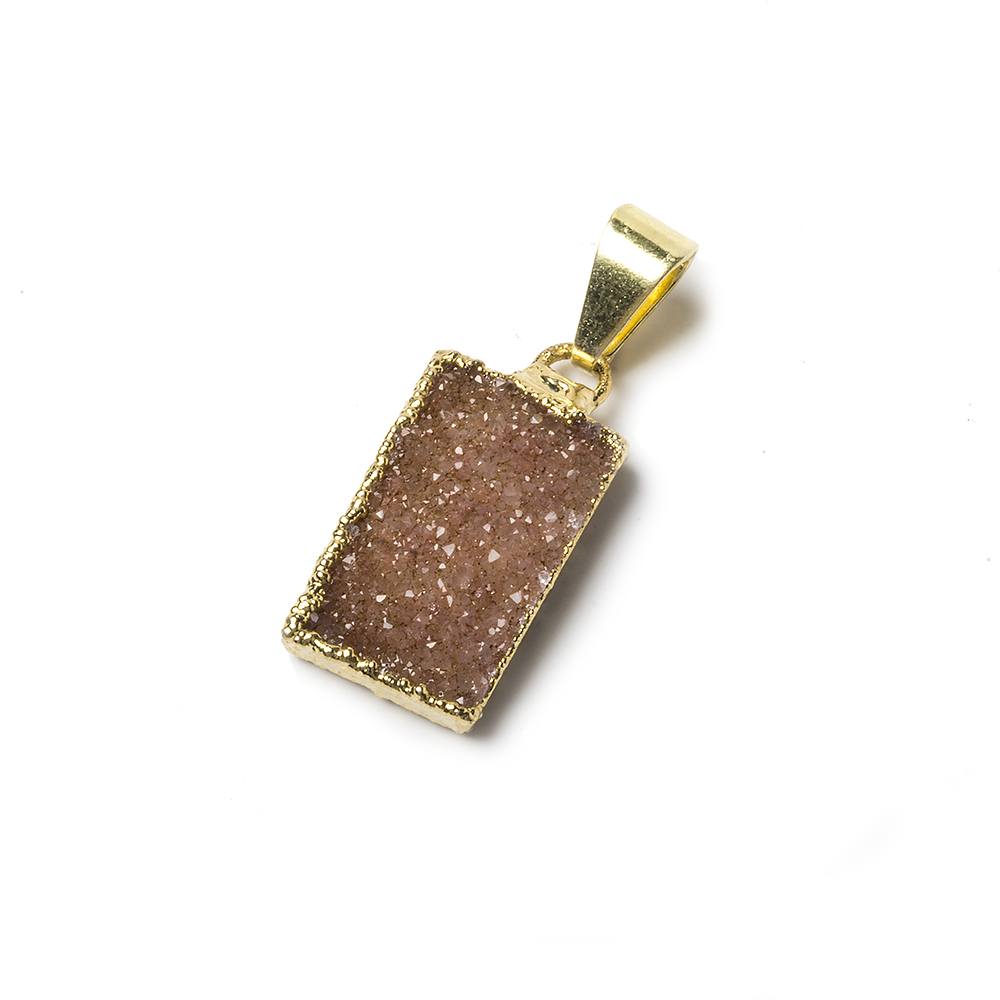 18x11x4mm Gold Leafed Drusy Rectangle Focal Bead with Bail - Beadsofcambay.com