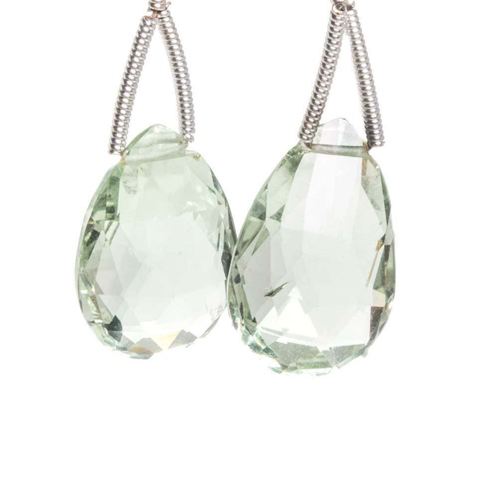 18x12-19x14mm Prasiolite Faceted Pear Focal Bead Set of 2 - Beadsofcambay.com