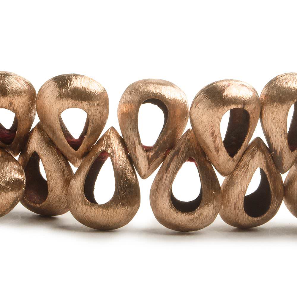 18x12mm Copper Brushed Pear with Center Void 8 inch 33 pcs - Beadsofcambay.com