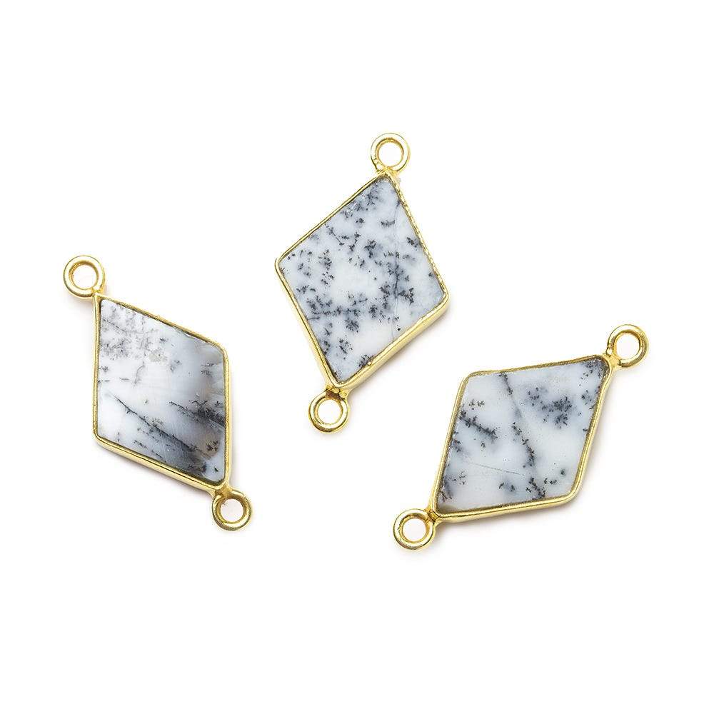 18x12mm Vermeil Bezel Dendritic Opal Kite Connector 1 piece - Beadsofcambay.com