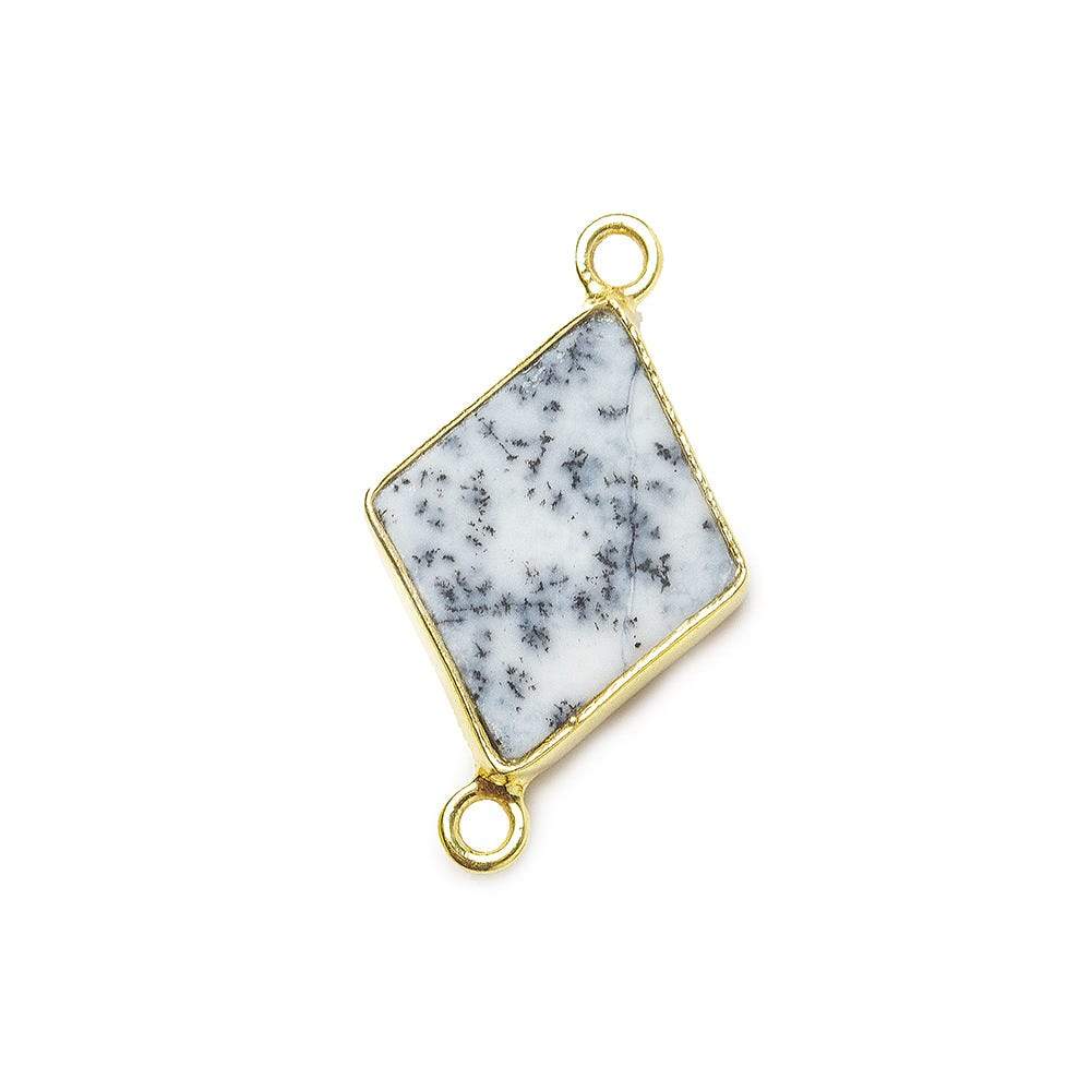 18x12mm Vermeil Bezel Dendritic Opal Kite Connector 1 piece - Beadsofcambay.com