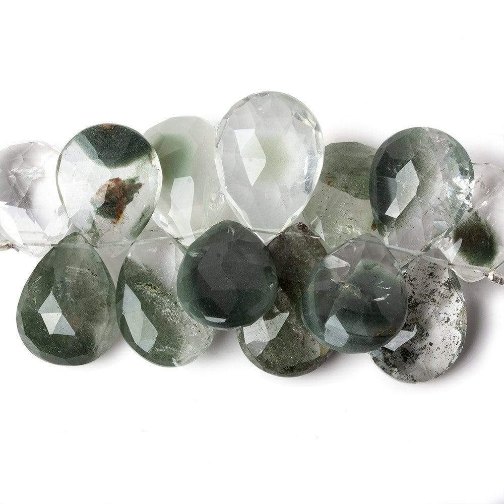 18x13-20x14mm Moss Quartz Faceted Pear 13 pieces - Beadsofcambay.com