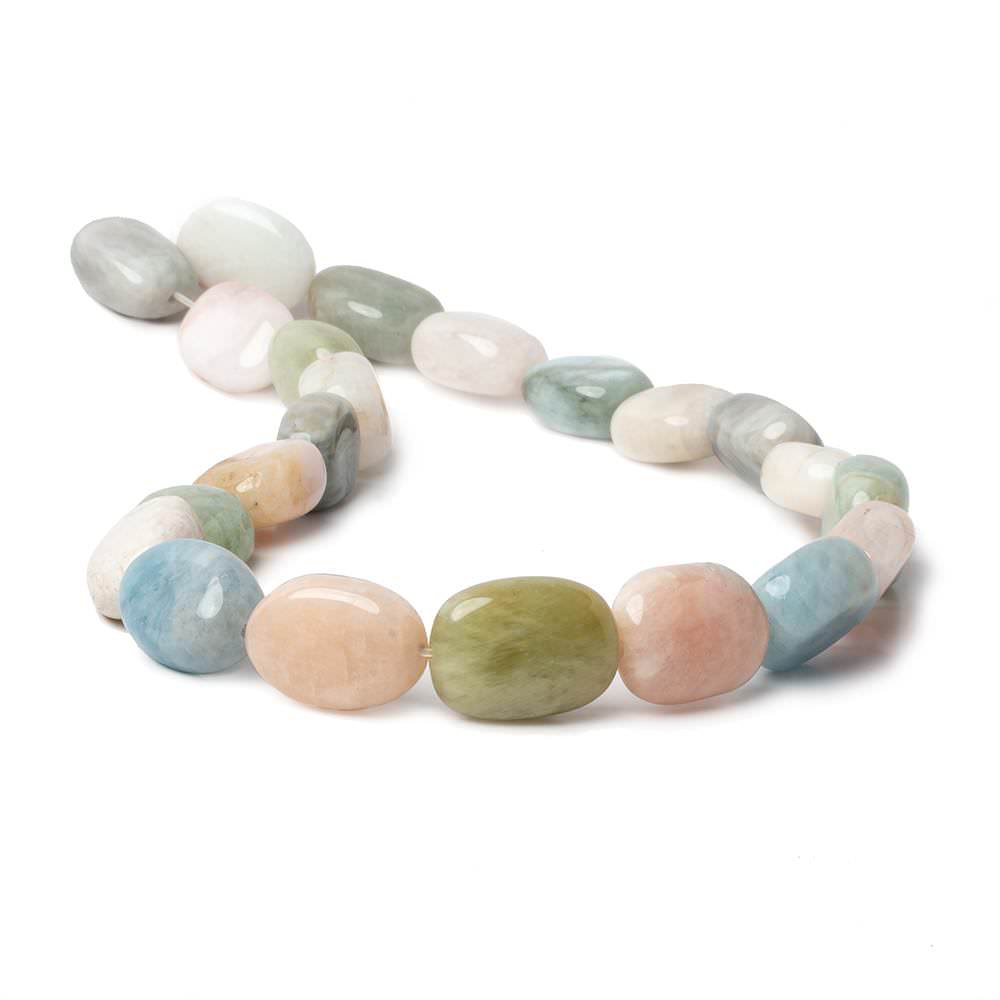 18x13 - 20x14mm Multi Beryl straight drilled plain nuggets 16 inch 20 beads - Beadsofcambay.com