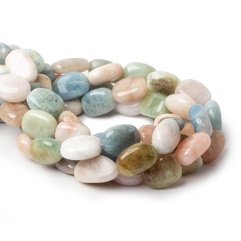 18x13 - 20x14mm Multi Beryl straight drilled plain nuggets 16 inch 20 beads - Beadsofcambay.com