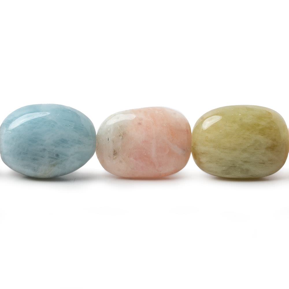 18x13 - 20x14mm Multi Beryl straight drilled plain nuggets 16 inch 20 beads - Beadsofcambay.com