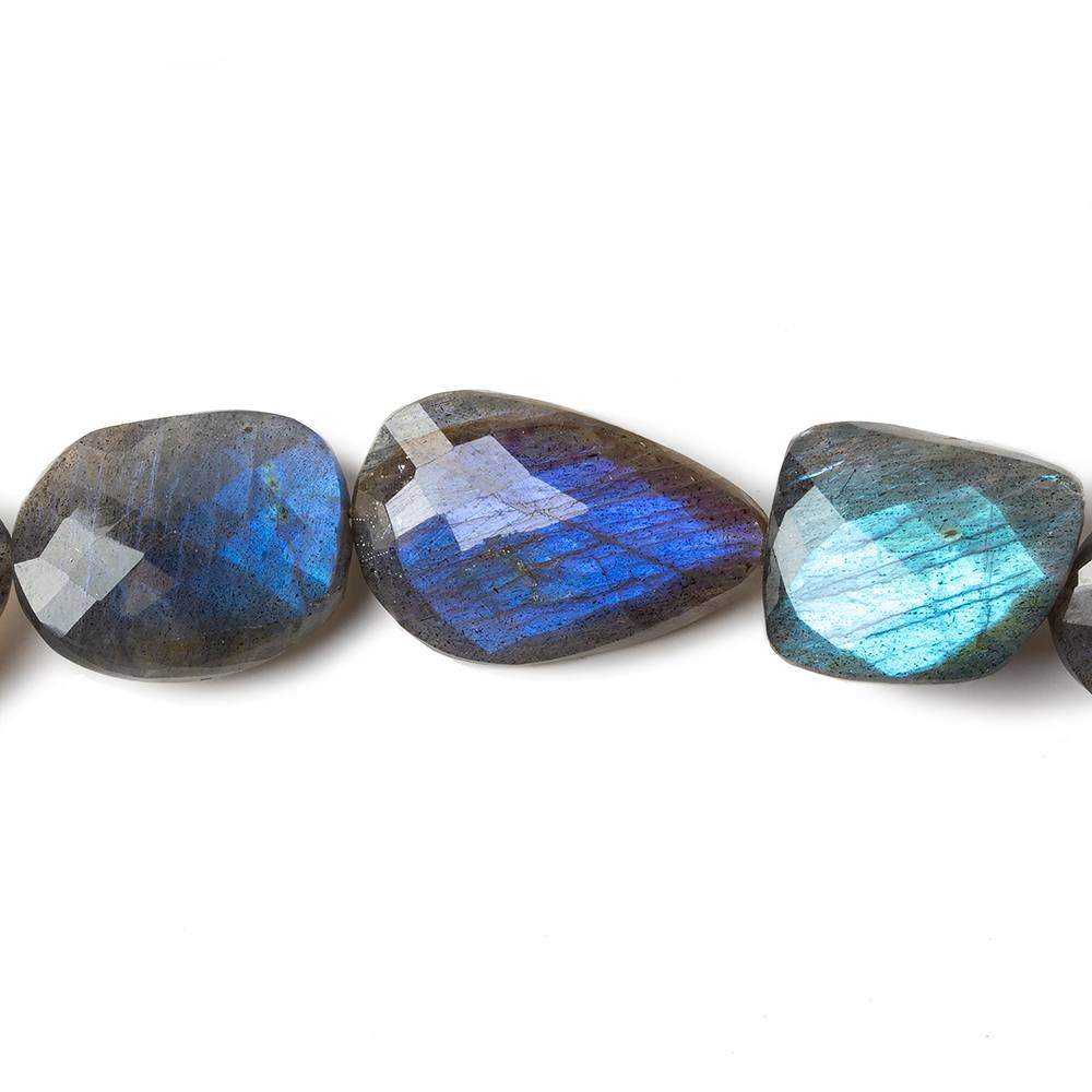 18x13-22x14mm Black Labradorite straight drill faceted nuggets 7.5 inch 7 beads - Beadsofcambay.com