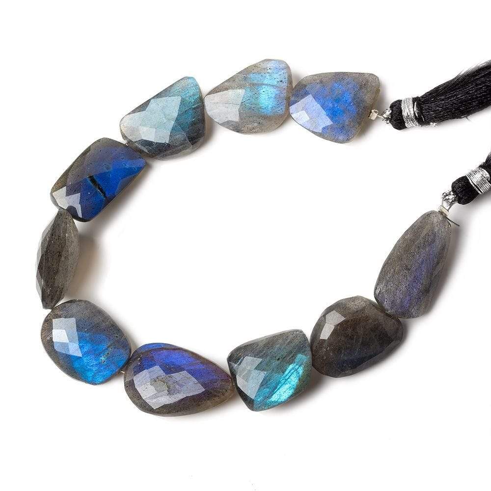 18x13-22x14mm Black Labradorite straight drill faceted nuggets 7.5 inch 7 beads - Beadsofcambay.com