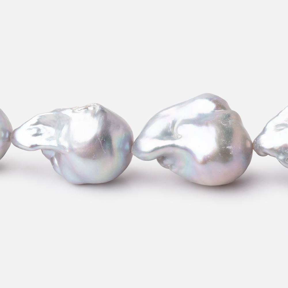 18x13-23x14mm Silver Ultra Baroque Freshwater Pearls 15.5 inch 19 pieces AA - Beadsofcambay.com