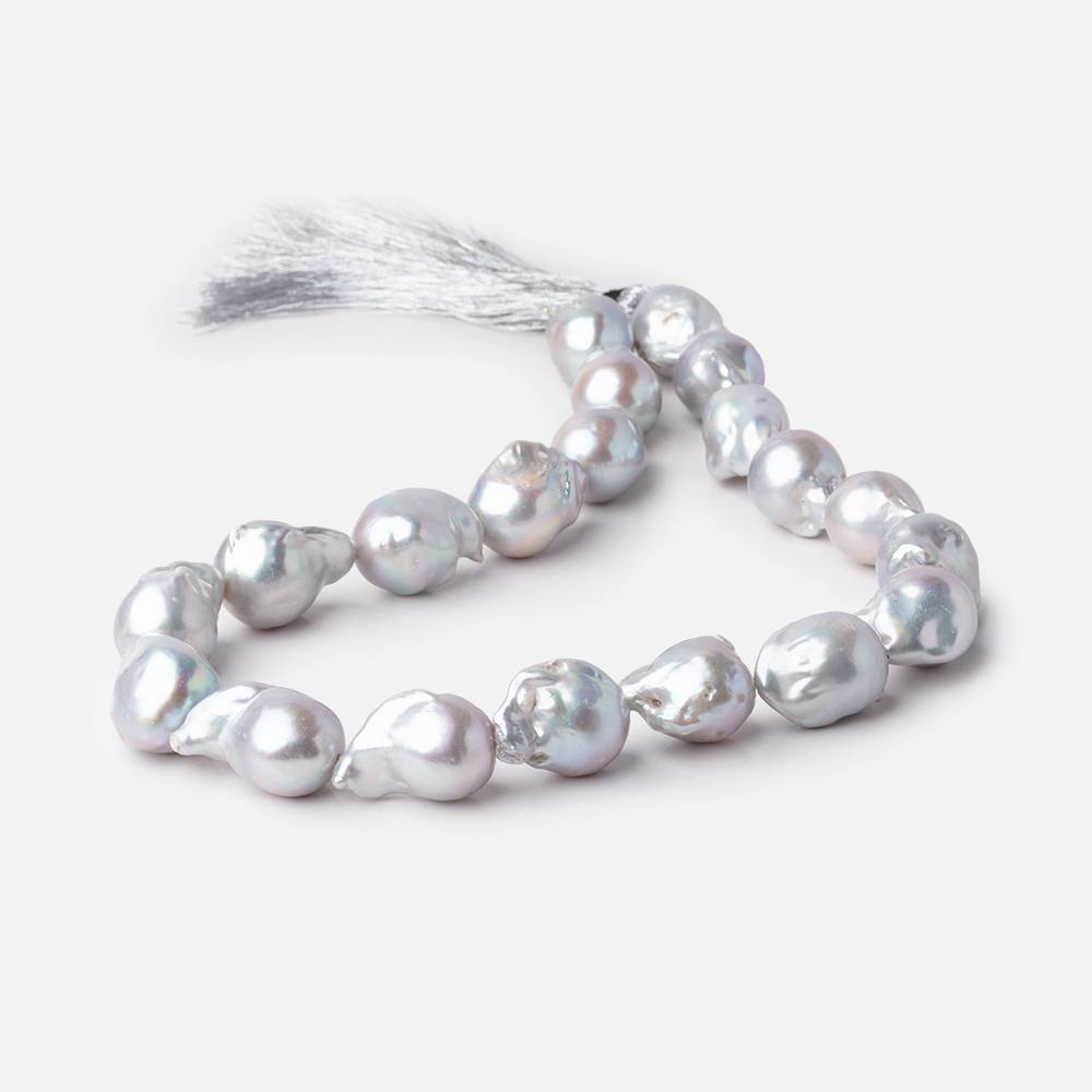 18x13-23x14mm Silver Ultra Baroque Freshwater Pearls 15.5 inch 19 pieces AA - Beadsofcambay.com