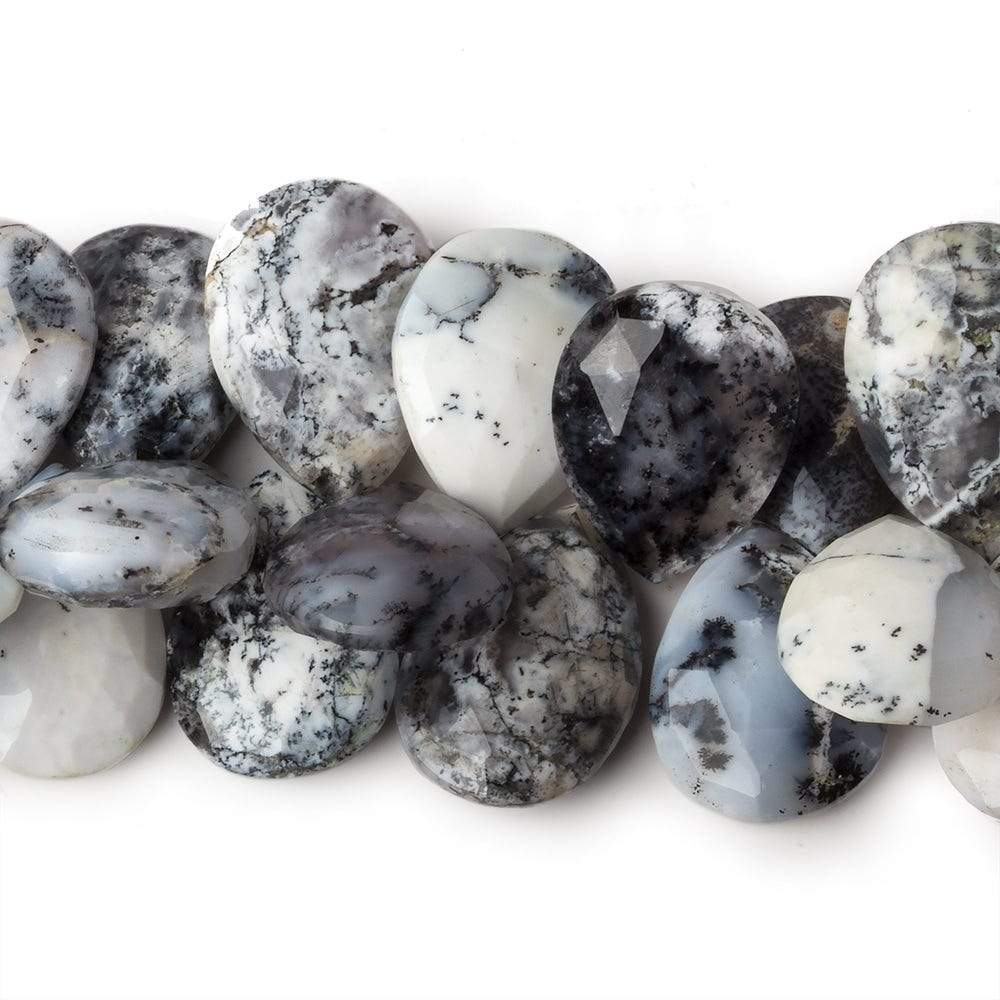 18x13-23x16mm Dendritic Opal Faceted Pear Briolette 8 inch 39 beads AA - Beadsofcambay.com