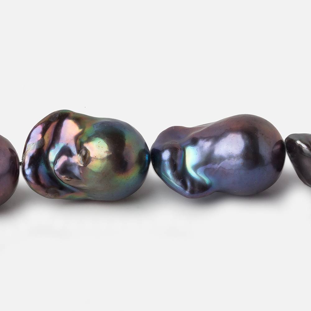 18x13-24x15mm Peacock Ultra Baroque Freshwater Pearl 16 inch 19 pieces A - Beadsofcambay.com