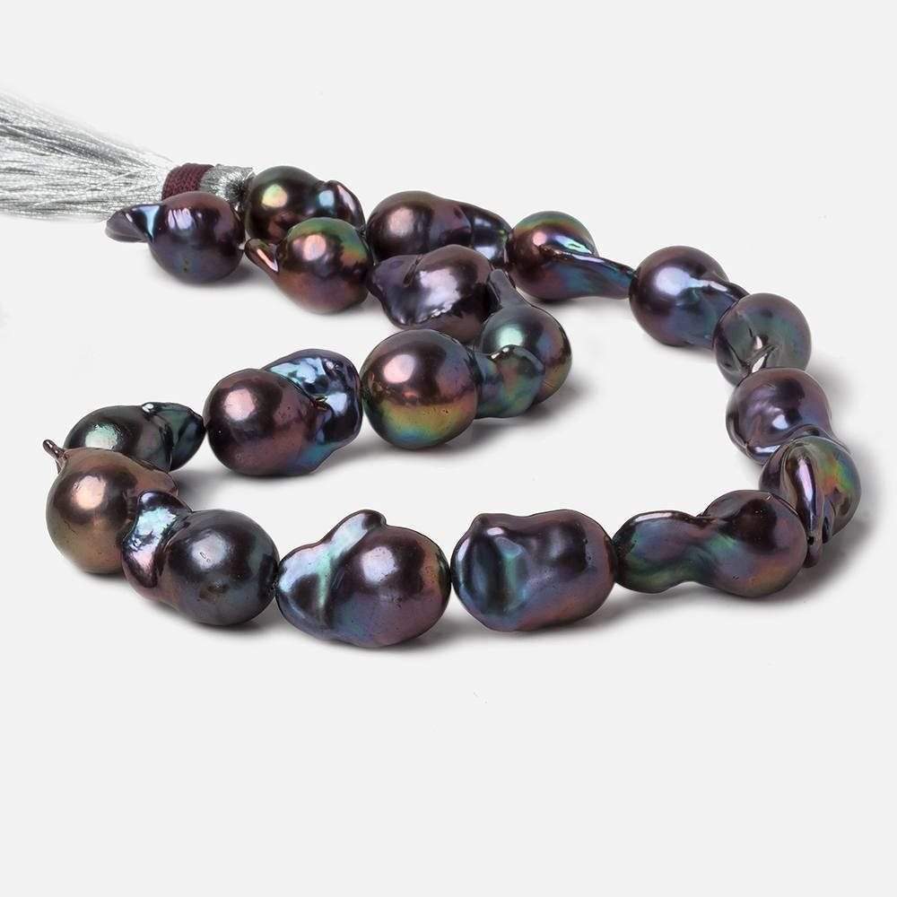 18x13-24x15mm Peacock Ultra Baroque Freshwater Pearl 16 inch 19 pieces A - Beadsofcambay.com