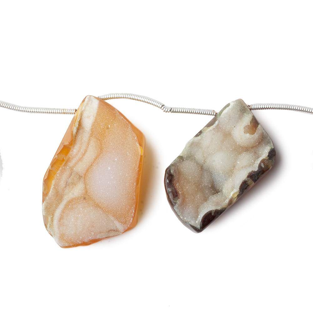 18x13-34x22mm Toffee Agate Drusy Freeform Beads 11 pieces - Beadsofcambay.com