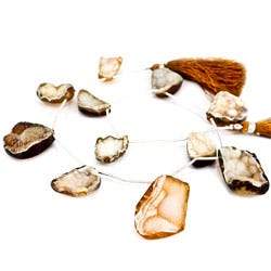 18x13-34x22mm Toffee Agate Drusy Freeform Beads 11 pieces - Beadsofcambay.com