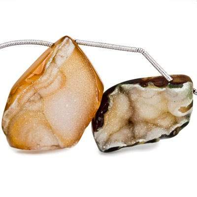 18x13-34x22mm Toffee Agate Drusy Freeform Beads 11 pieces - Beadsofcambay.com