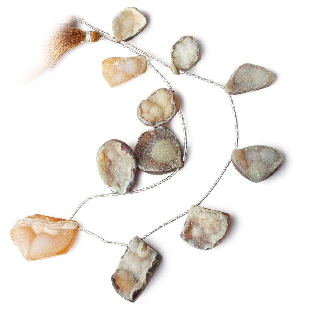 18x13-34x22mm Toffee Agate Drusy Freeform Beads 11 pieces - Beadsofcambay.com