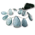 18x13-35x24mm Moss Aquamarine Faceted Pear Beads 9 inch 12 pieces - Beadsofcambay.com