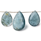 18x13-35x24mm Moss Aquamarine Faceted Pear Beads 9 inch 12 pieces - Beadsofcambay.com