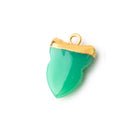 18x13mm Gold Leafed Green Onyx Shark Tooth Pendant 1 piece - Beadsofcambay.com