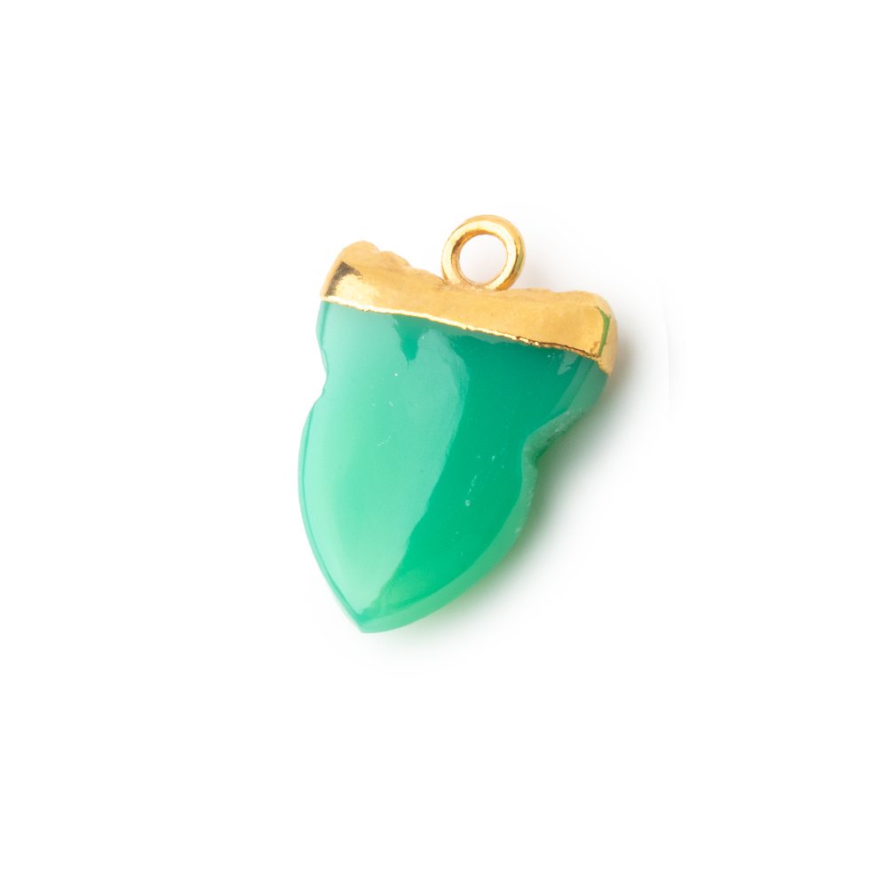 18x13mm Gold Leafed Green Onyx Shark Tooth Pendant 1 piece - Beadsofcambay.com