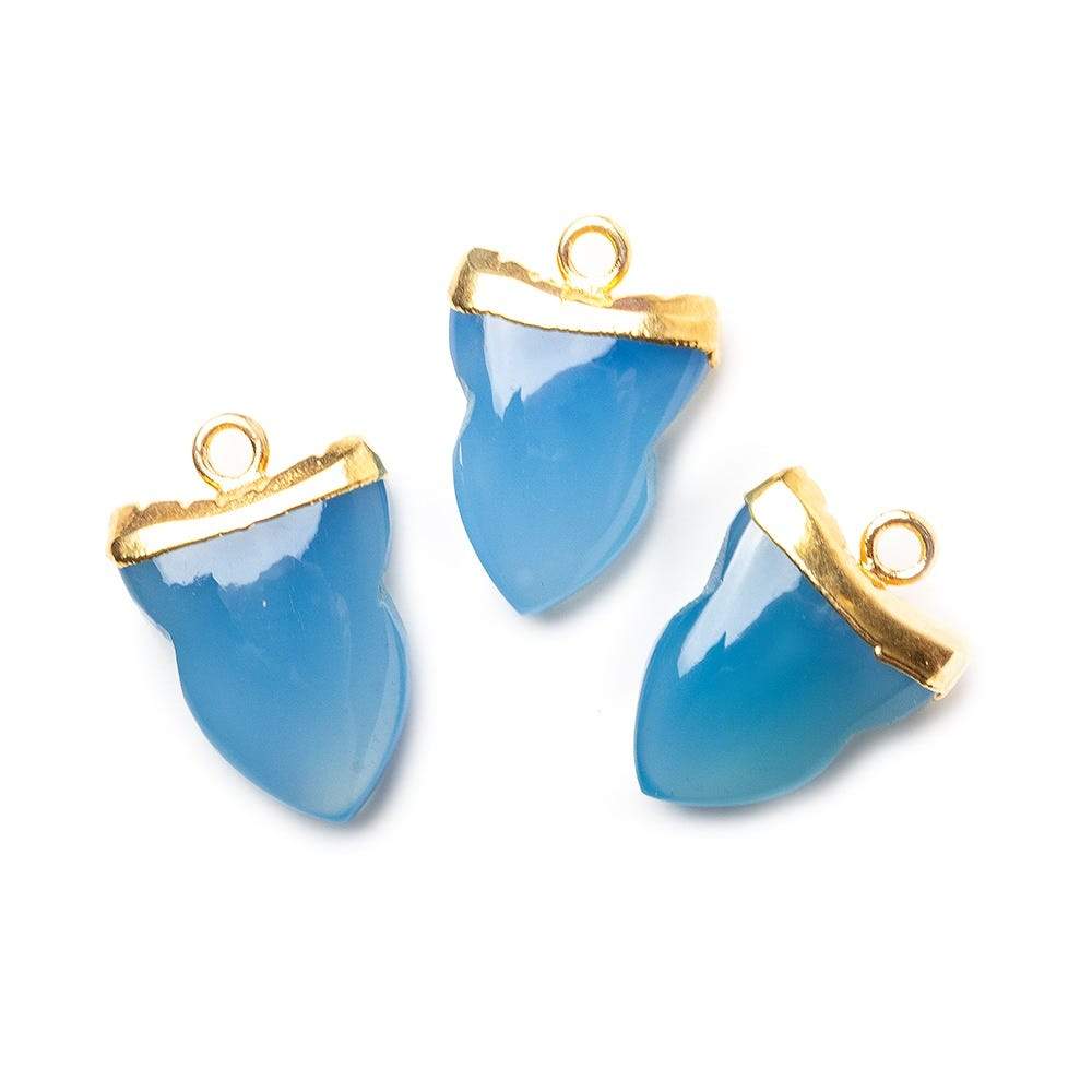 18x13mm Gold Leafed Royal Blue Chalcedony Shark Tooth Pendant 1 piece - Beadsofcambay.com