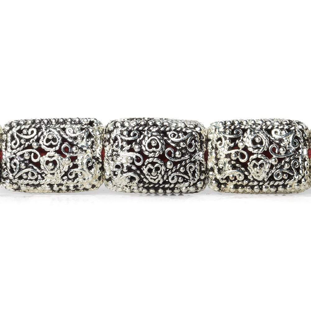 18x13x8mm Antiqued Sterling Silver Plated Copper Filigree Rectangle 8 inch 11 pcs - Beadsofcambay.com