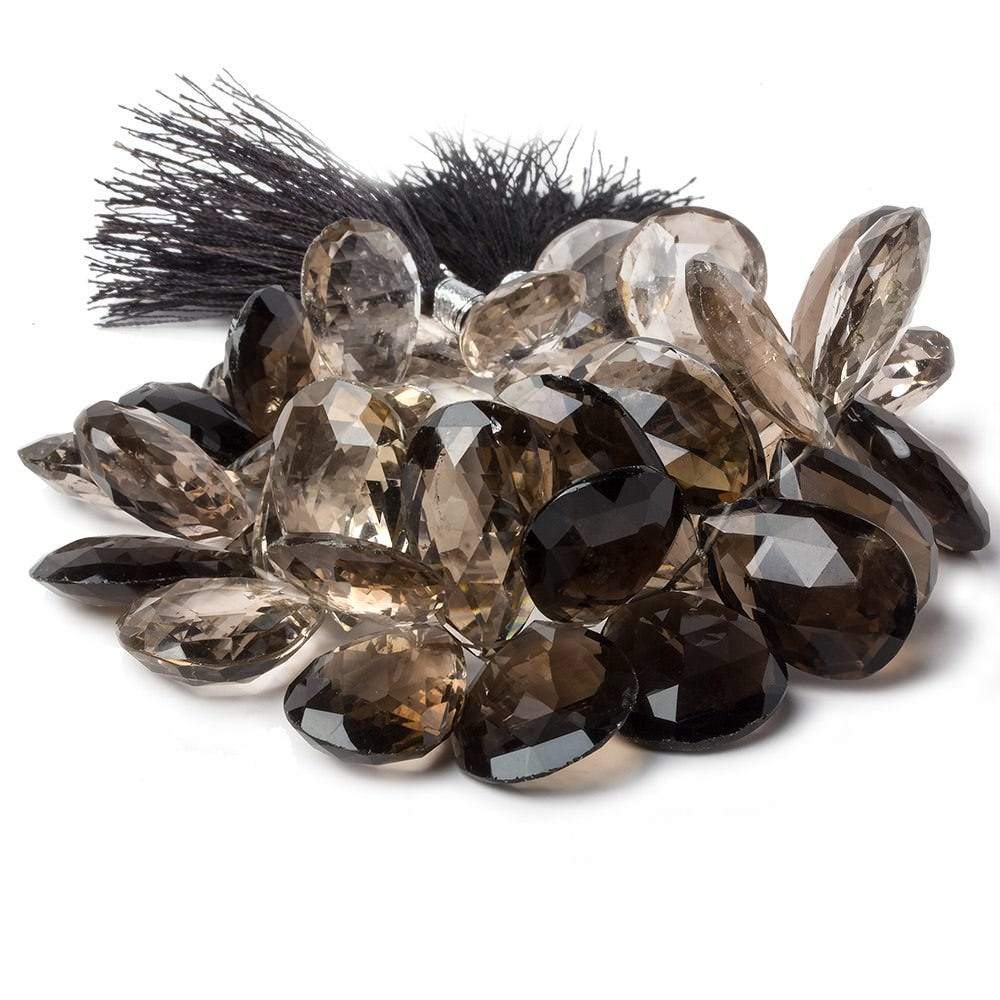 18x14-24x17mm Smoky Quartz faceted pear beads 8 inch 37 pieces A Grade - Beadsofcambay.com