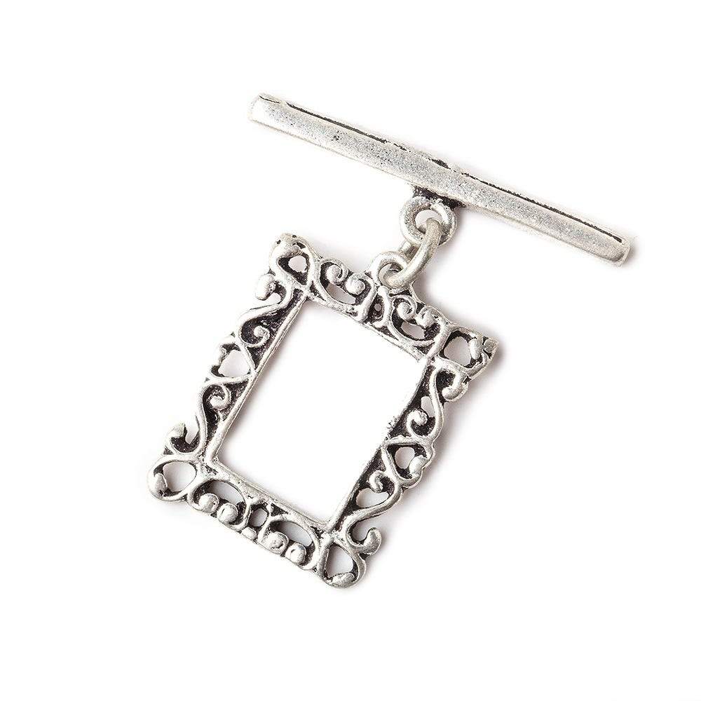 18x14mm Antiqued Sterling Silver Frame Toggle 1 Finding - Beadsofcambay.com