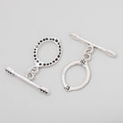 18x14mm Antiqued Sterling Silver Oval Toggle Art Deco Design 1 piece - Beadsofcambay.com