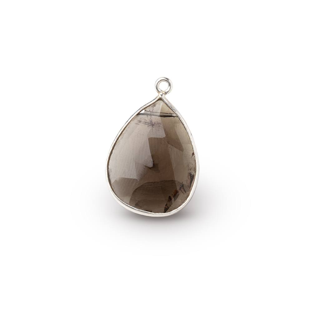 18x14mm Silver Bezel Chocolate Tourmaline Pear Pendant 1 Piece - Beadsofcambay.com