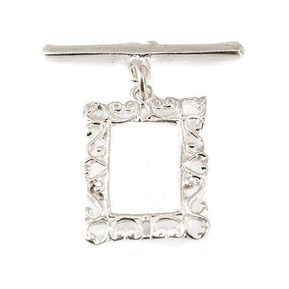 18x14mm Sterling Silver Filigree Frame Toggle Finding 1 per - Beadsofcambay.com